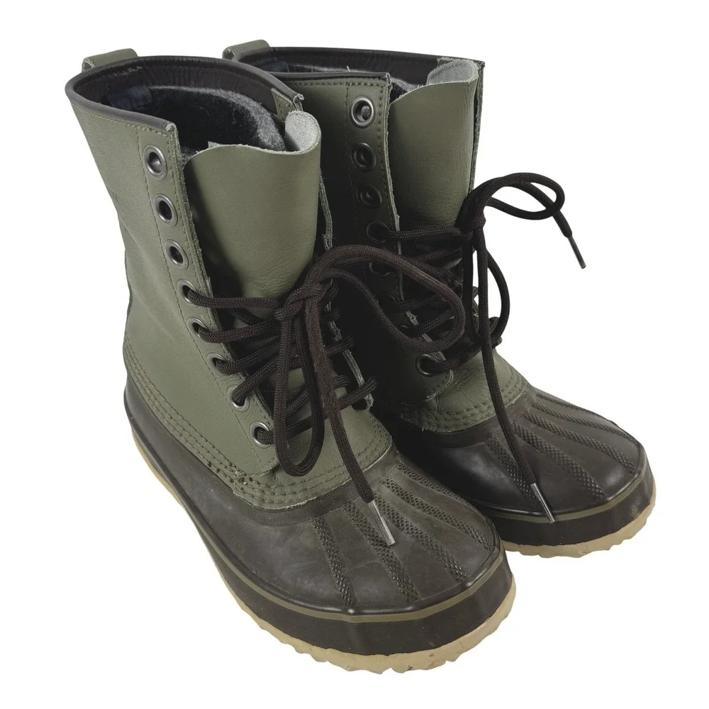 Sorel 1964 Premium Waterproof Duck Boots Olive Green Brown NL1330-340 Womens 6